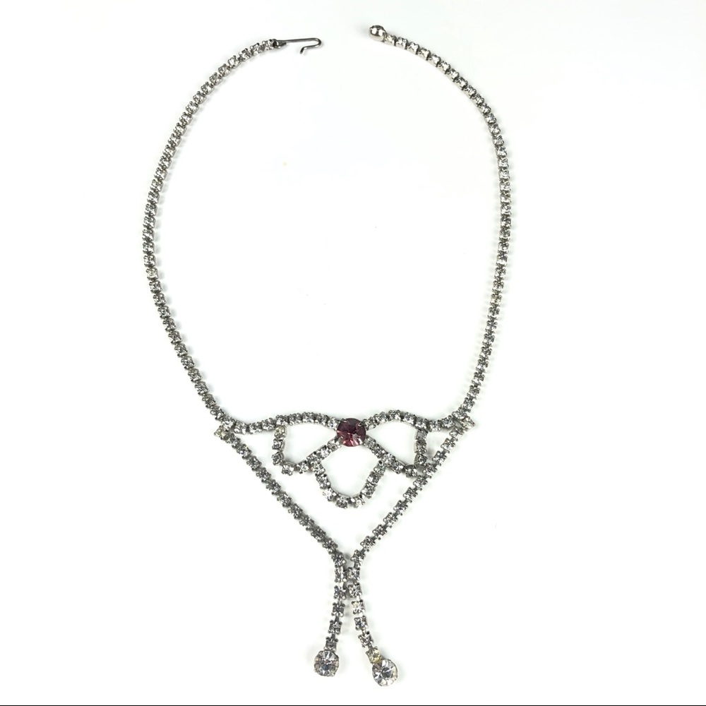 Vintage Icy Rhinestone Negligee Lariat Necklace - Picture 5 of 11